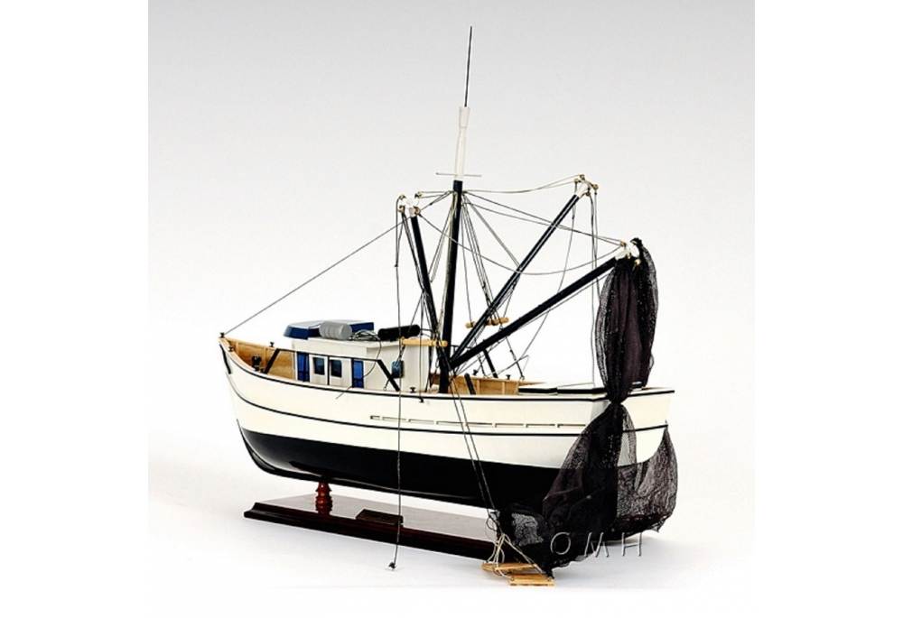 Authentic Wooden Shrimp Fishing Boat Model